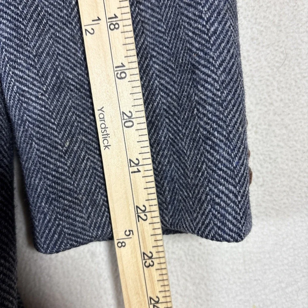 Lands' End Tweed Blazer Mens 41R‎ Wool & Leather Button Herringbone 2 Button USA